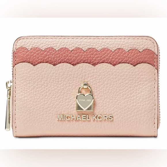 Michael Kors Handbags - ‼️SOLD ‼️ Michael Kors Scalloped Bicolor Pebble Leather Coin Card Case Wallet